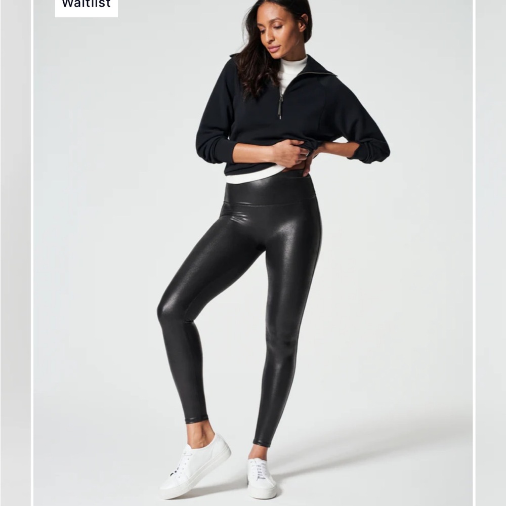 NWT SPANX black faux leather leggings
